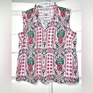 Charter Club Pink and Green Sleeveless Top